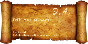 Décsi Albert névjegykártya